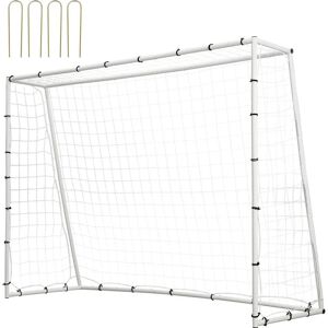 VEVOR Soccer Rebound Trainer, 8x6FT Iron Soccer Training Equipment, Sports Football Rebounder Wall with Double-Sided Rebounding Net & Goal, Perfect for