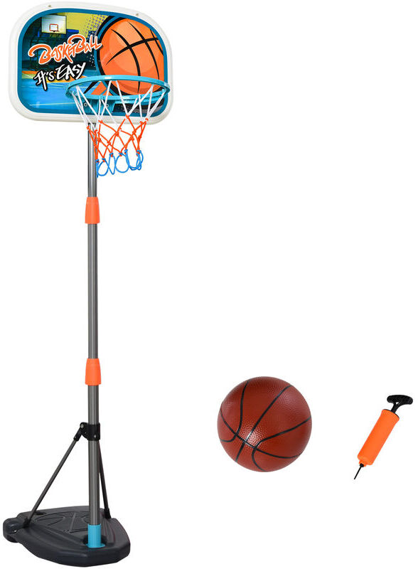 Homcom - 3 Pcs Kids Basketball Set w/ Hoop Ball Pump Height Fillable Base 3-8 Yrs - Multi-colored