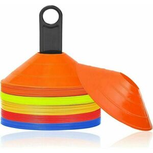 TEHTUY Pack of 50 sports marking cones with stand for football, hockey, handball training for coordination and agility. TEHTUY Pack of 50 sports marking cones with stand for football, hockey, handball training for coordination and agility.