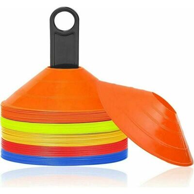 OEM Pack Of 50 Sports Marking Cones With Stand For Football, Hockey And Handball Training To Promote Coordination And Agility. OEM Pack Of 50 Sports Marking Cones With Stand For Football, Hockey And Handball Training To Promote Coordination And Agility.