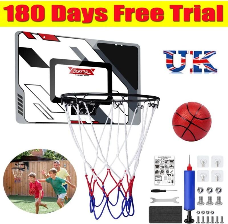 Dayplus - Mini Basketball Hoop Net Indoor Over the Door Backboard With Ball Pump Game Set