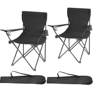 TECTAKE 2 Camping chairs Gil - garden chairs, outdoor chairs, folding garden chairs - black - black