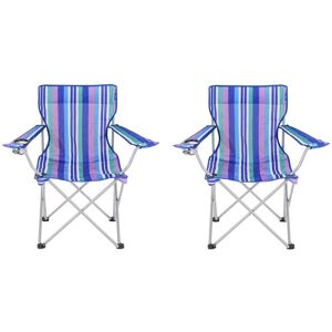 2 Yello Folding Beach Chairs For Camping, Fishing Or Beach - Blue stripes