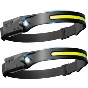 Hoopzi - 2PCS led Headlamp 230 Degrees, cob+xpe 5 Models, Sensor Headlamp, Waterproof usb Rechargeable, for Running, Cycling, Repair SY-2 [Energy