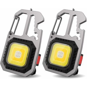 Mumu - 2PCS Mini Portable Work Light 7 Modes Keychain Flashlight Waterproof Rechargeable Inspection Lights