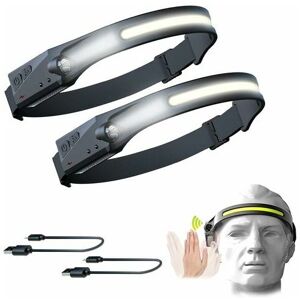 Rose - 2pcs usb Rechargeable Headlamp with 230° All Perspective Induction Lighting