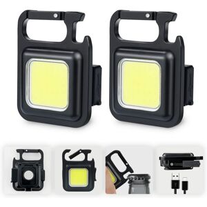 Aougo - 2x Mini led Work Inspection Lights Rechargeable 500 Lumens Magnetic Portable Work Light Small Keychain Waterproof Flashlights for Camping