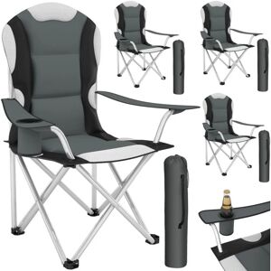 Tectake - 4 Camping chairs - padded - folding chair, fold up chair, folding camping chair - grey - grey