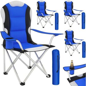 Tectake - 4 Camping chairs - padded - folding chair, fold up chair, folding camping chair - blue - blue