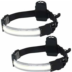 Groofoo - 400/140/400 Lumens cob Head Torch, 2 Pack 220~ Wide Beam Headlight led Flashlight Mini Durable Elastic led Strip Head Torches for Camping,