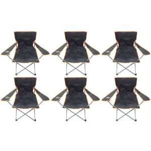 HOWLEYS 6 Black & Orange Lightweight Folding Camping Beach Captains Chairs