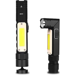 Aougo - 800Lux usb Rechargeable 90 Degree Torch,All Aluminium Body 4 Modes Pocket Size Work Light Flashlight,Magnetic Work Light,Waterproof,Best For