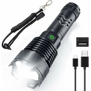 Héloise - 90,000 Lumens Rechargeable led Flashlight, Powerful Super Bright XHP160 Flashlight with Battery, Zoomable, Waterproof, 5 usb Modes for