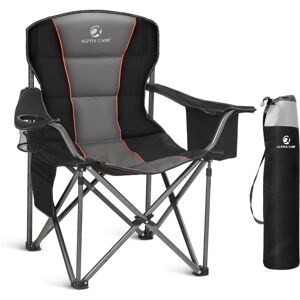 Padded Camping Chair Folding Portable Chair Grey+Black - Alpha Camp