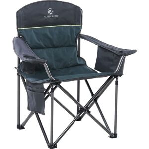Portable Folding Oversized Camping Chairs with Cup Holder and Cooler Bag - Heavy Duty Steel Frame Support 200 kg - Alpha Camp