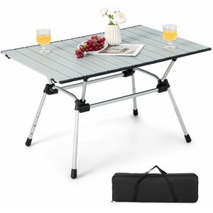 COSTWAY Aluminum Camping Table Folding Picnic Table Height Adjustable with Carrying Bag