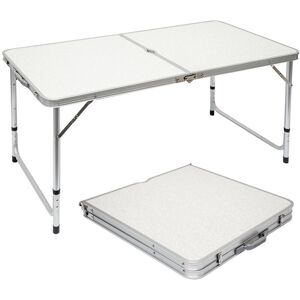 Camping Table in aluminum 120x60x70cm portable adjustable height folding briefcase size Light Grey - grau - Amanka