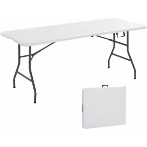 AREBOS folding table 180 cm/with carrying handle/made of metal and weatherproof plastic/white - White