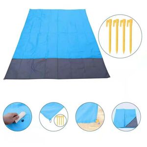 Denuotop - Beach Mat 140 x 200cm Waterproof and Sandproof Camping Picnic Blanket with 4 Tent Pegs for Beach bbq and Picnic