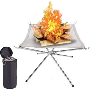 WOOSIEN Portable Folding Campfire Stand, Stainless, Suitable For Outdoor Camping Barbecue