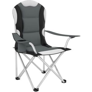 TECTAKE Camping chair - padded seat with carry bag - folding chair, fold up chair, folding camping chair - grey - grey