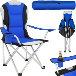 TECTAKE Camping chair - padded seat with carry bag - folding chair, fold up chair, folding camping chair - blue - blue