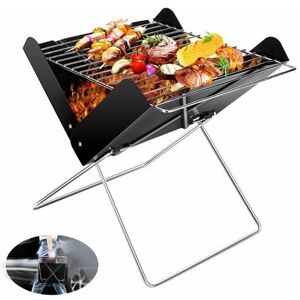 NEIGE Charcoal bbq Grill Portable Stainless Steel Foldable Smoker Grill Desktop Grill Table Grill for Outdoor Camping Picnic Garden Party 31x26x29cm x Shape