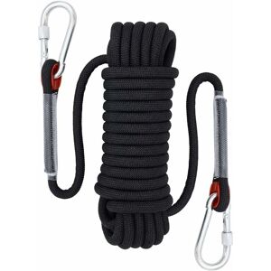 Climbing rope, diameter 12 mm Static outdoor hiking accessories High-strength safety rope, 20 m black Denuotop