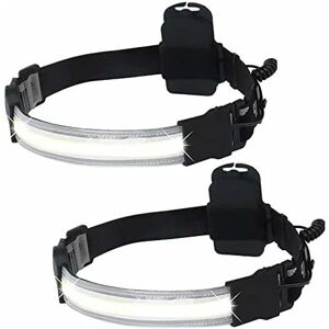 Langray - cob Head Torch, 2 Pack led Headlamp Flashlight 220° Wide Beam Mini led Strip Head Torches Durable Elastic Headband Headlight for Camping,