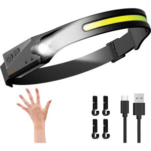 AOUGO Head Torch Rechargeable,LED Headlamp Running Head Torch,5 Lighting Modes with Motion Sensor Water-Resistant Lightweight Headlight for Running Cycling