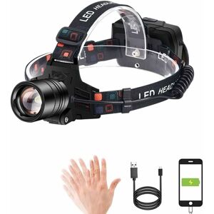 Héloise - Headlamp, usb Rechargeable, Super Bright 3000 Lumen Headlamp, Motion Sensor, IPX5 Waterproof, Adjustable for Camping, Fishing, Jogging and