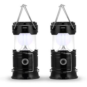 AOUGO Led Camping Light, Plug and Solar Rechargeable, with Power Bank, Waterproof and Windproof, for Hiking, Camping, Emergency, Hurricane, Night Fishing,