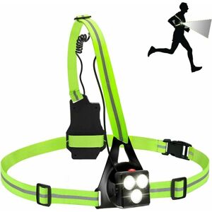 HOOPZI Led Chest Light with Reflective Straps, 3 Modes, 90 Degree, usb Rechargeable, Waterproof, Backlight for Runners, Jogging, Walking, Hiking, Camping,