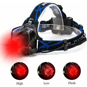 HOOPZI LED Red Light Headlamp, Zoomable Rechargeable LED Headlight for Hunting, Aviation, Night Observation, Running, Batteries Included