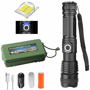 Denuotop - led Torch, 9000 Lumens xhp50.2 Powerful led Torch usb Zoom Torch Telescopic usb Zoom Waterproof Camping Torch (FlashlightX + 26650