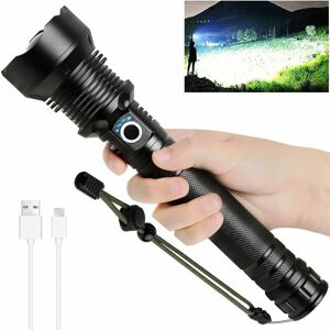 Hoopzi - Led Torch - Powerful usb Rechargeable Handheld Torch, Super Bright 8000 Lumens 8000 mAh Portable Outdoor Torch with 4 Lighting Modes,