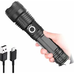 Hoopzi - led Torch Rechargeable 8000 Lumens Powerful led Flashlight Zoomable 5 Lighting Modes Waterproof Outdoor Torch for Camping Hiking Emergency