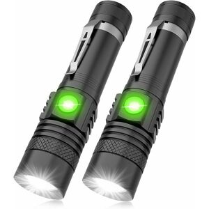 Hoopzi - led Torch Rechargeable, Super Bright Torch usb Rechargeable Torch, Scalable, Waterproof, Small Pocket Torch Two Pack for Camping Hiking