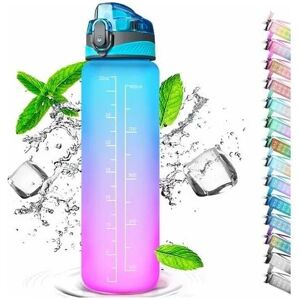 LUNE Liter Sport Water Bottle, Water Bottle With Straw, With Marker Tracker, One Click Open, Suitable For Gym, Yoga, Camping, Cycling And Family Life