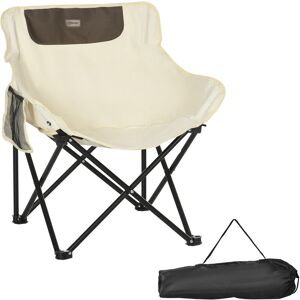 Folding Camping Chair with Carrying Bag and Storage Pocket White - White - Outsunny