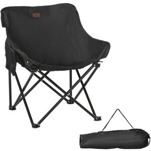 Folding Camping Chair with Carrying Bag and Storage Pocket Black - Black - Outsunny
