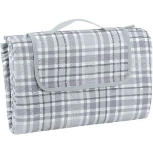 Azuma - Family Picnic Blanket Waterproof Travel Rug Camping Mat Grey Check l 130x150cm - Grey