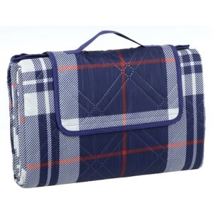 AZUMA Family Picnic Blanket Waterproof Travel Rug Camping Mat Navy Check L 130x150cm - Navy