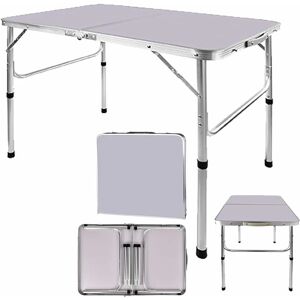 DAY PLUS Picnic Folding Tables, 3ft Heavy Duty Aluminium Foldable Portable Adjustable Height Lightweight Camping Table with Carry Handle for Indoor Kitchen,