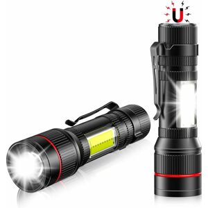Héloise - Pieces Small led Torch, Magnet & cob, 2000 Lumens usb Rechargeable Mini Flashlights with Steel Clip, 3 Modes, Portable and IPX5 Waterproof