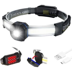 Groofoo - Powerful Head Torch cob xpg 10 Modes usb Rechargeable led Headlamp 500 Lumens IPX4 Waterproof, Camping, Reading, Hiking, Cycling, Fishing,