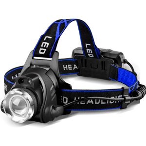 Denuotop - Powerful led Headlamp Rechargeable Torch Head Torch Adjustable Headlamp 3 Modes led Headlamp with usb Cable and 2 x 18650 Batteries for