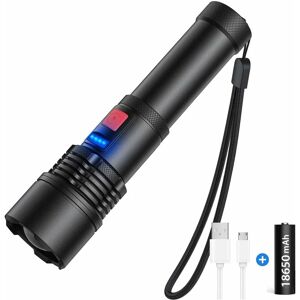 Tinor - Rechargeable Flashlight, 3000 Lumens Ultra Powerful led Flashlight, 500m Zoomable Distance Flashlight IP65 Waterproof 5 Modes for Camping