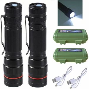 Héloise - Rechargeable Flashlights 2 Pack Tactical led Flashlight Torches by usb with Water Resistant 3 Flashlight Modes for Camping, Hiking,