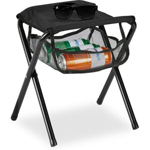 Folding camping stool with bag, holds weight of up to 120kg, folding, lightweight fishing seat, outdoor, black - Relaxdays